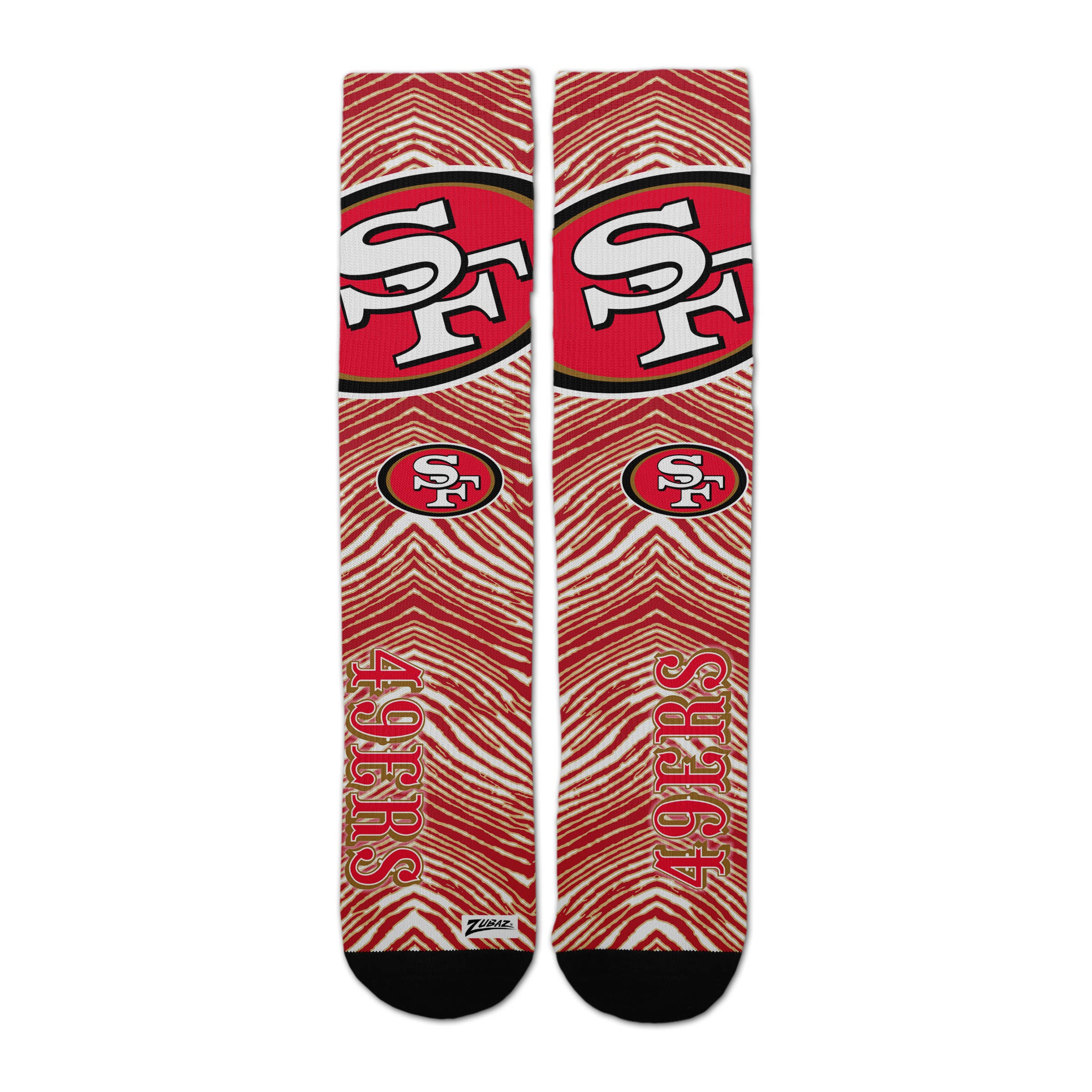 Zubaz By For Bare Feet NFL Zubified Adult and Youth Dress Socks, San Francisco 49ers, Large