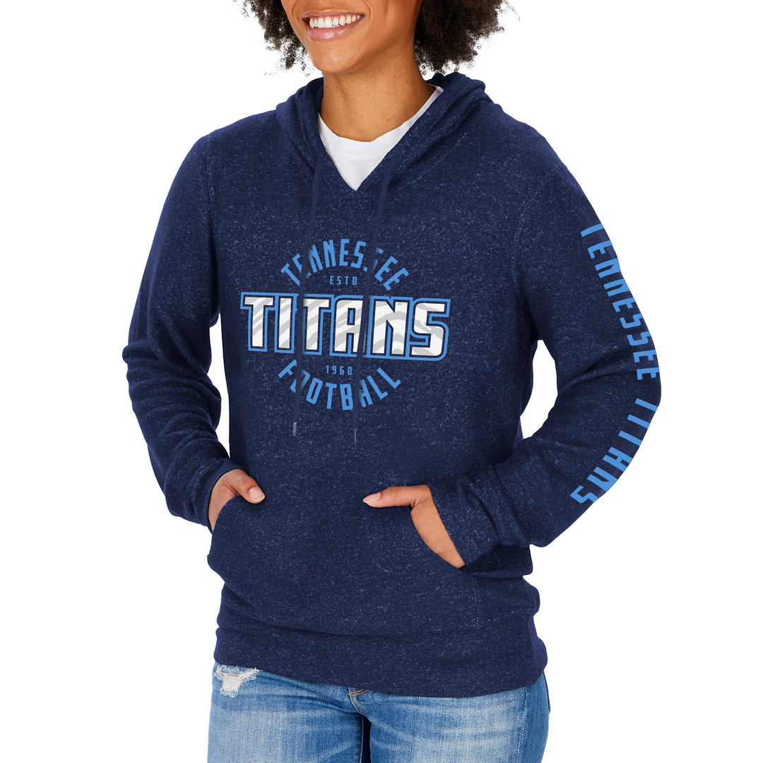 Zubaz NFL Women's Tennessee Titans Marled Soft Pullover Hoodie