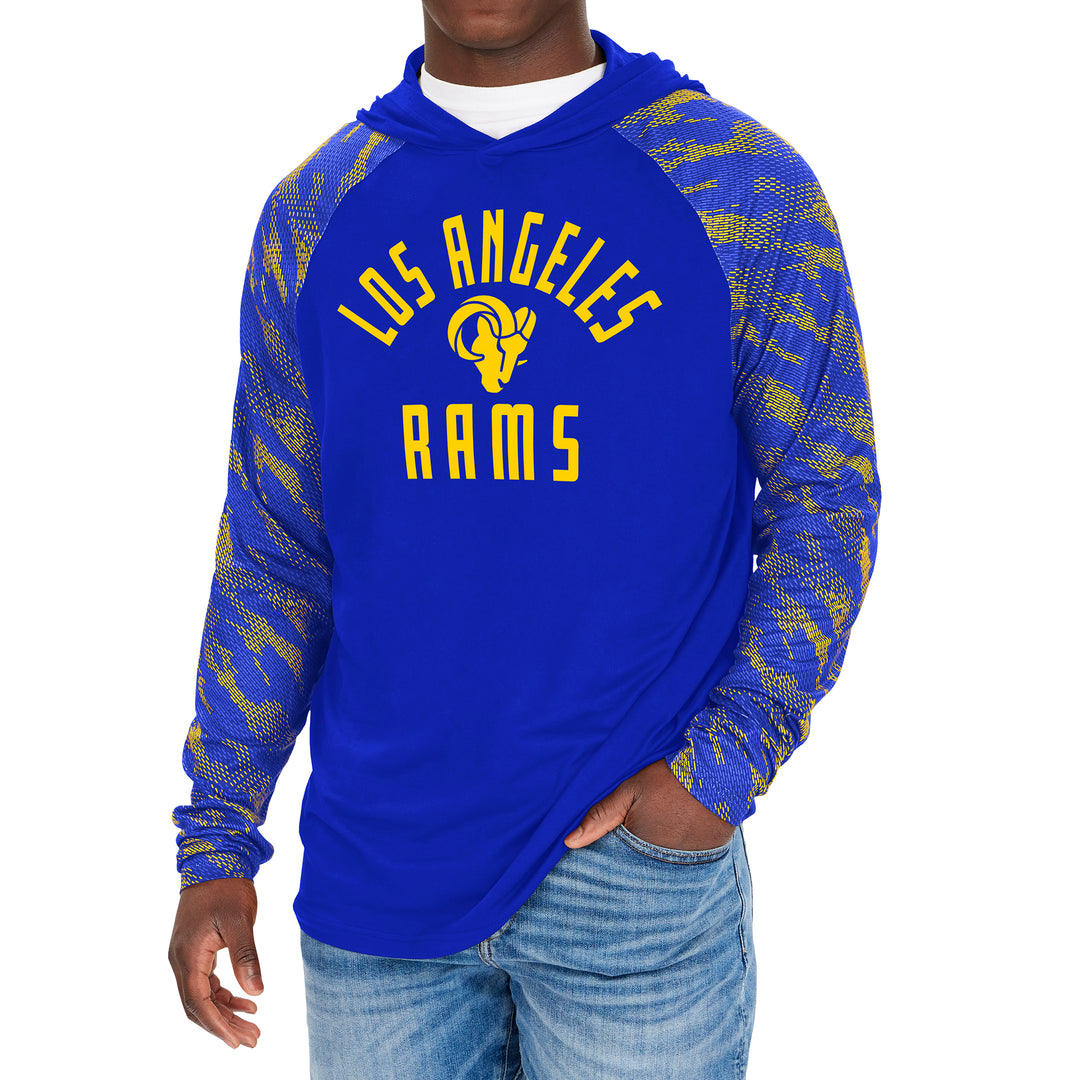 Zubaz NFL Men's Los Angeles Rams Viper Print Pullover Hooded Sweatshirt