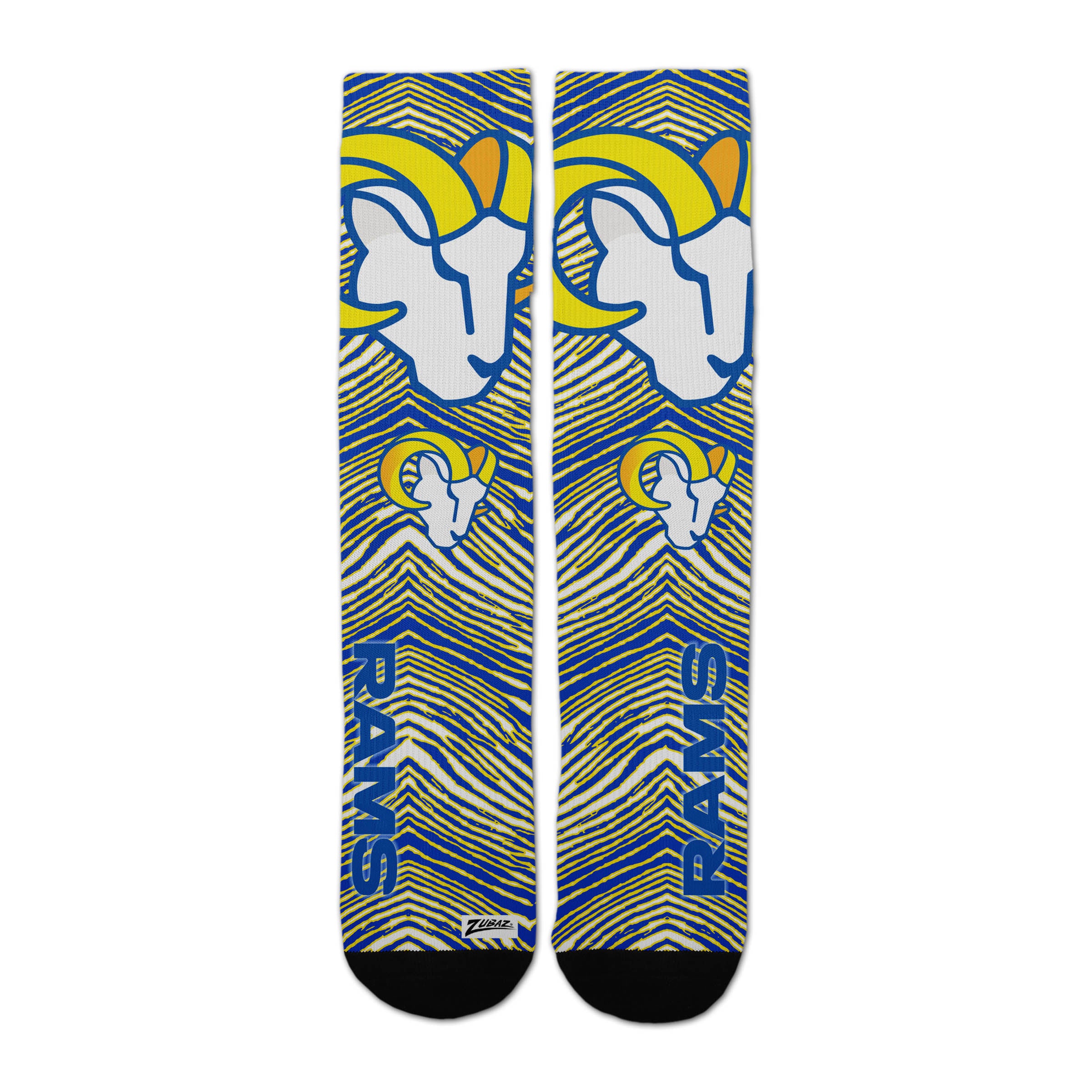 Zubaz By For Bare Feet NFL Zubified Adult and Youth Dress Socks, Los Angeles Rams, Large