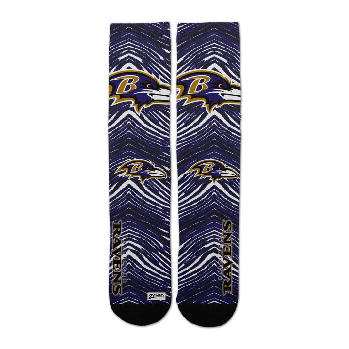 Zubaz By For Bare Feet NFL Zubified Adult and Youth Dress Socks, Baltimore Ravens, One Size