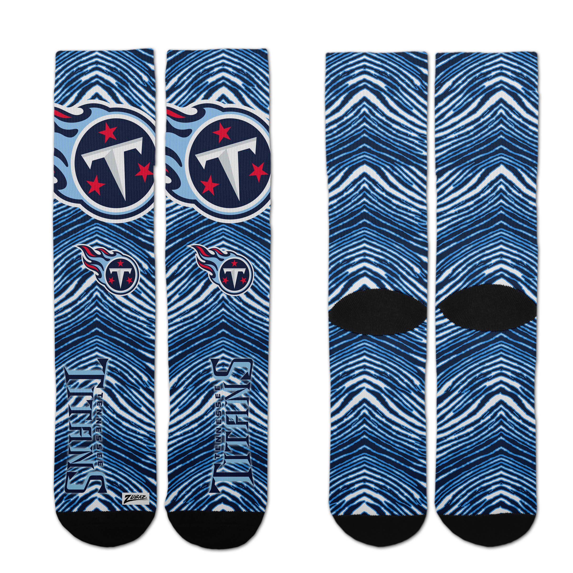 Zubaz By For Bare Feet NFL Zubified Adult and Youth Dress Socks, Tennessee Titans, Large