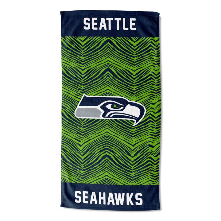 Zubaz by Northwest Seattle Seahawks NFL Classic Zebra Print Beach Towel, 30x60