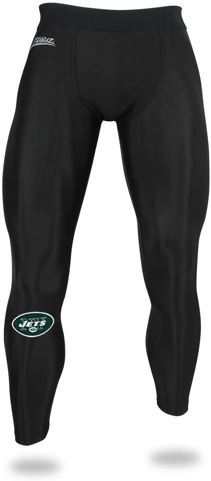 Zubaz NFL Men's New York Jets Active Performance Compression Black Leggings