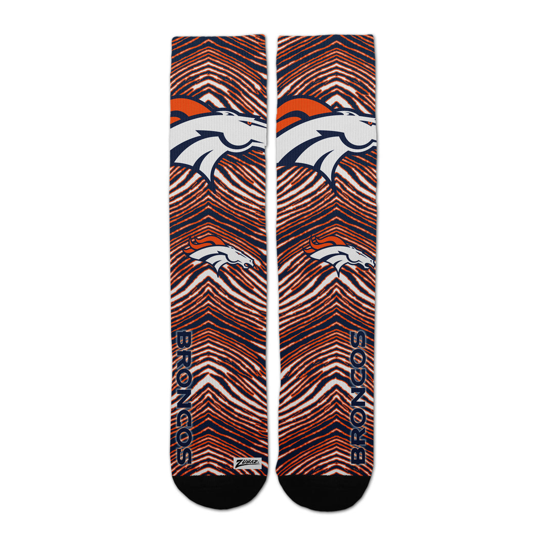 Zubaz By For Bare Feet NFL Zubified Adult and Youth Dress Socks, Denver Broncos, Large