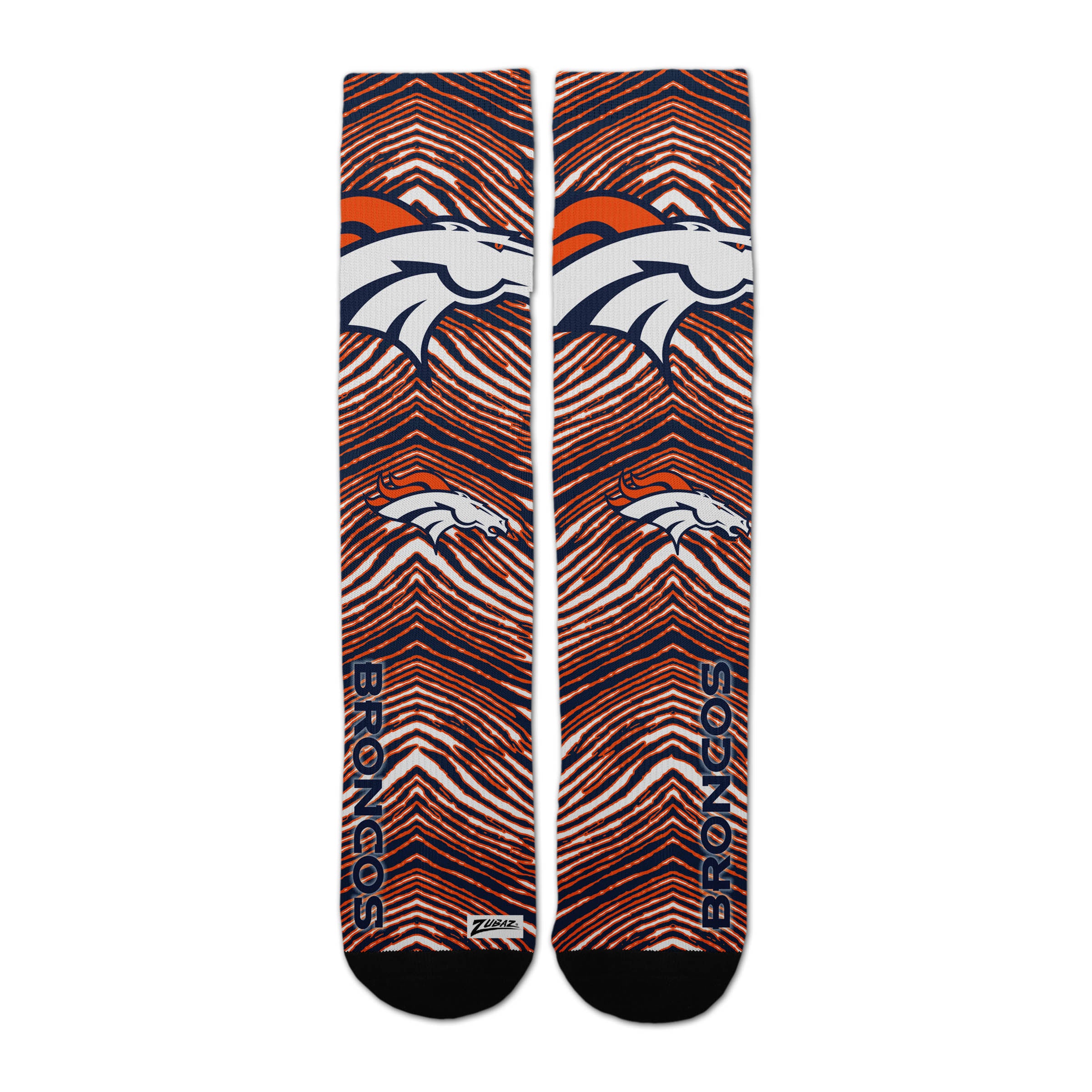 Zubaz By For Bare Feet NFL Zubified Adult and Youth Dress Socks, Denver Broncos, Large