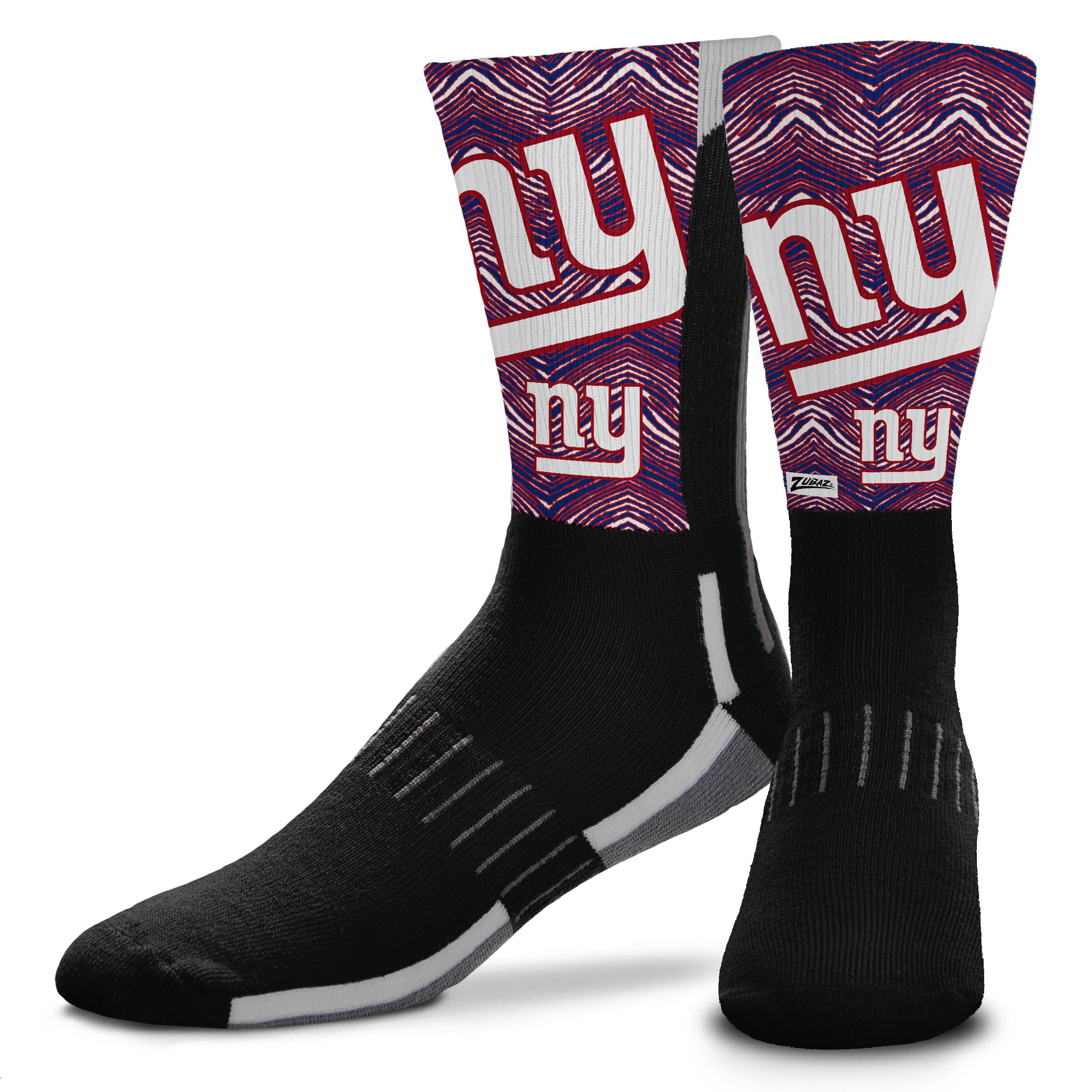 Zubaz NFL Phenom Curve Men's Crew Socks, New York Giants, Adult Large