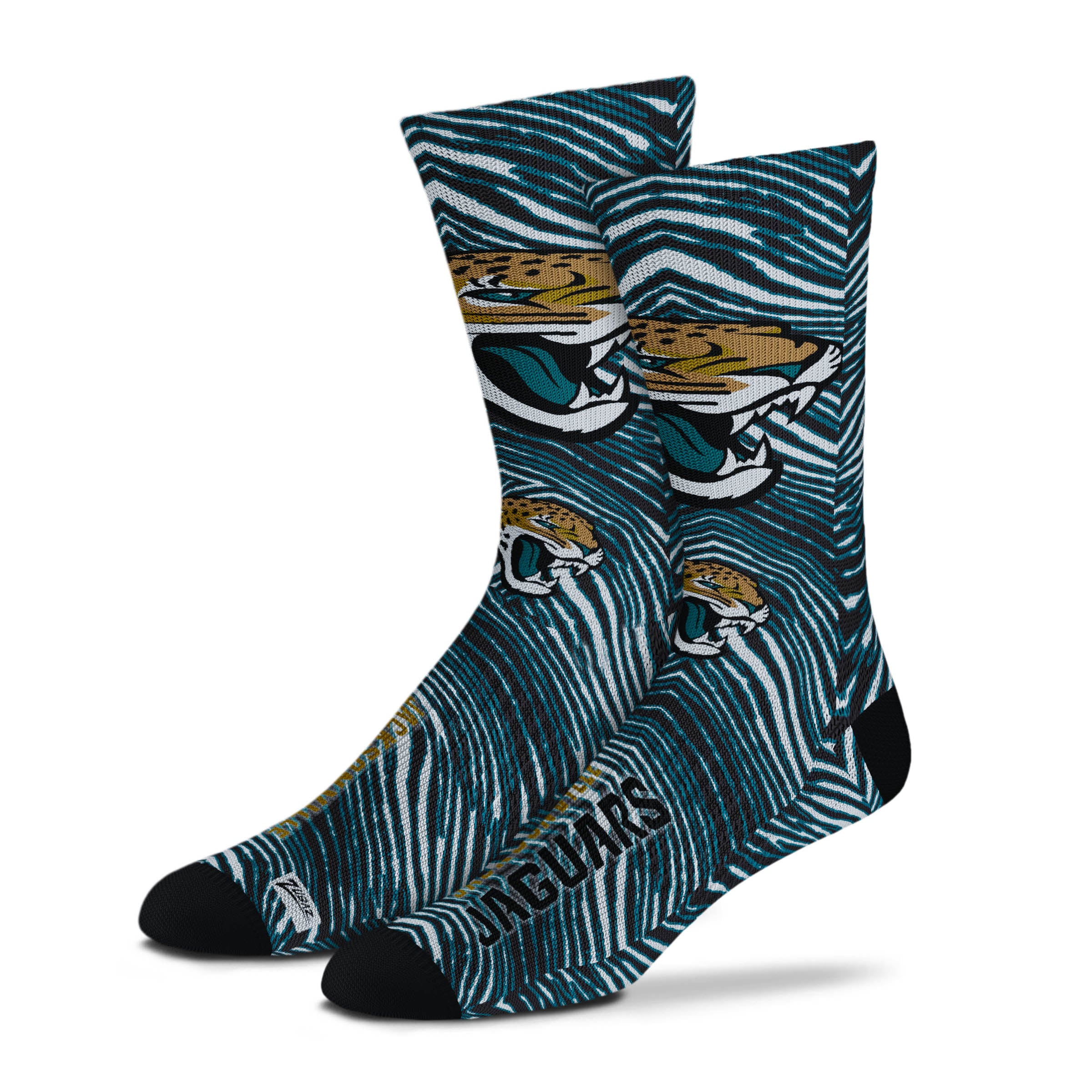 Zubaz By For Bare Feet NFL Zubified Adult and Youth Dress Socks, Jacksonville Jaguars, Large