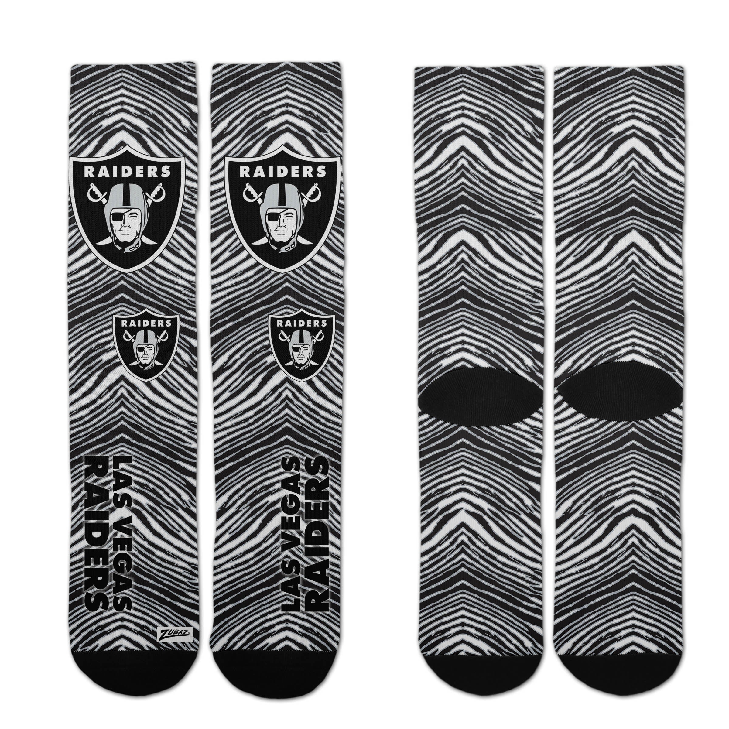 Zubaz By For Bare Feet NFL Zubified Adult and Youth Dress Socks, Las Vegas Raiders, One Size