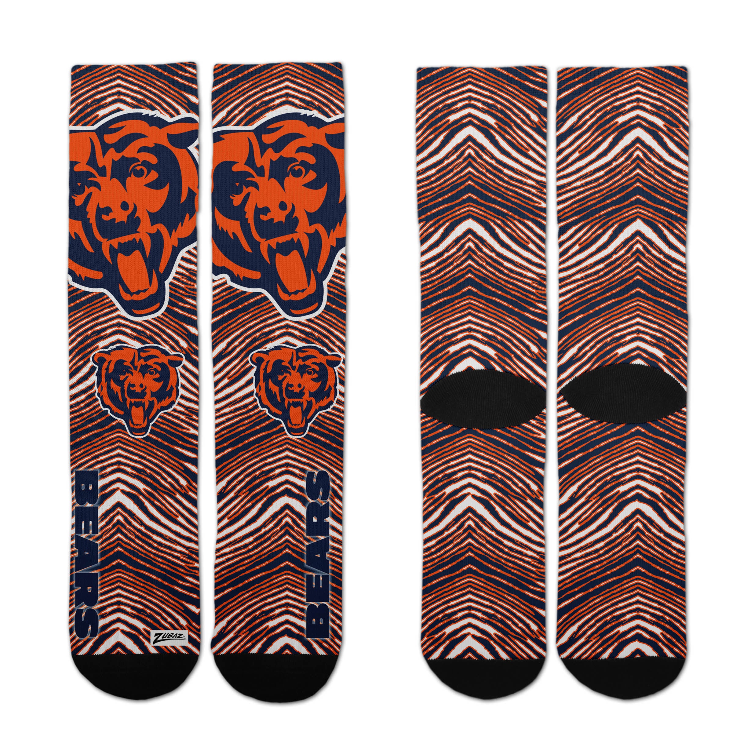 Zubaz By For Bare Feet NFL Zubified Adult and Youth Dress Socks, Chicago Bears, One Size