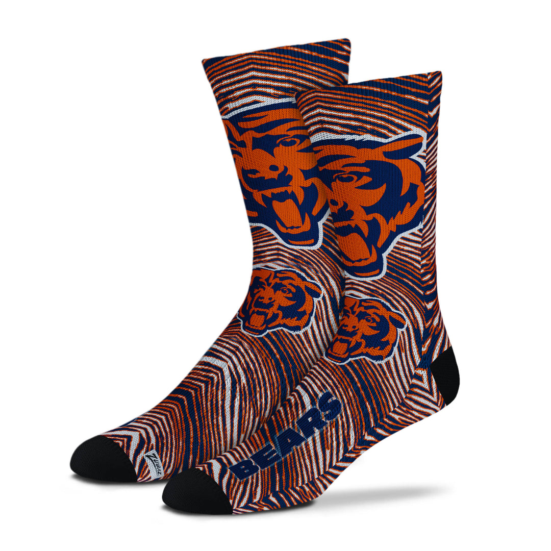 Zubaz By For Bare Feet NFL Zubified Adult and Youth Dress Socks, Chicago Bears, One Size