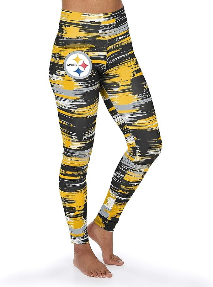 Zubaz NFL PITTSBURGH STEELERS TEAM COLOR BRUSHED PAINT LEGGING Small