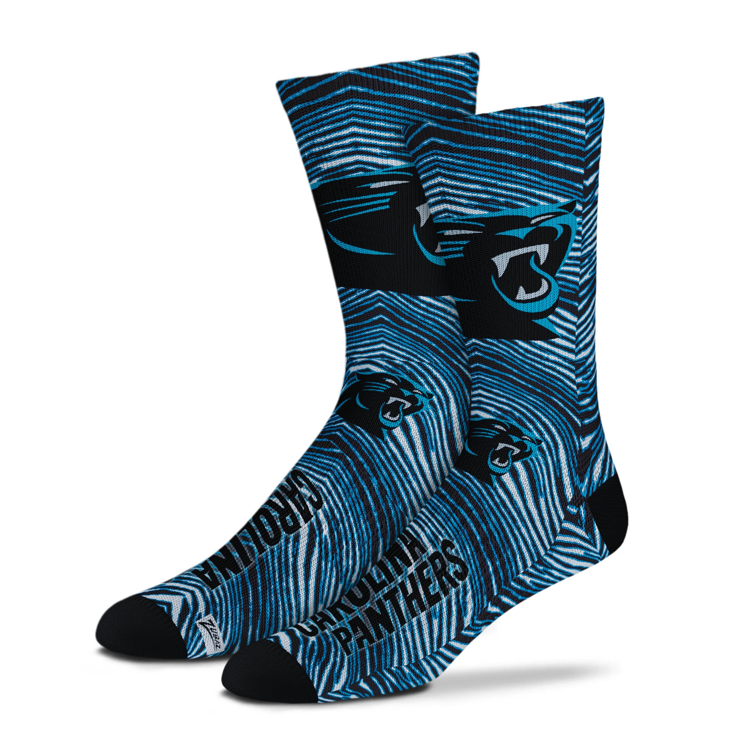 Zubaz By For Bare Feet NFL Zubified Adult and Youth Dress Socks, Carolina Panthers, One Size