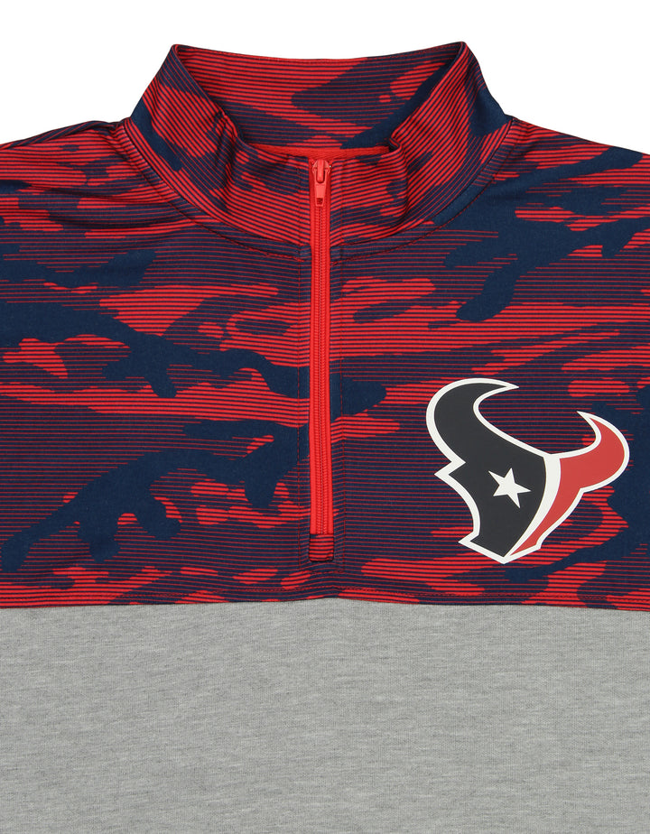 Zubaz NFL Men's Houston Texans 1/4 Zip Fleece Pullover with Camo Lines