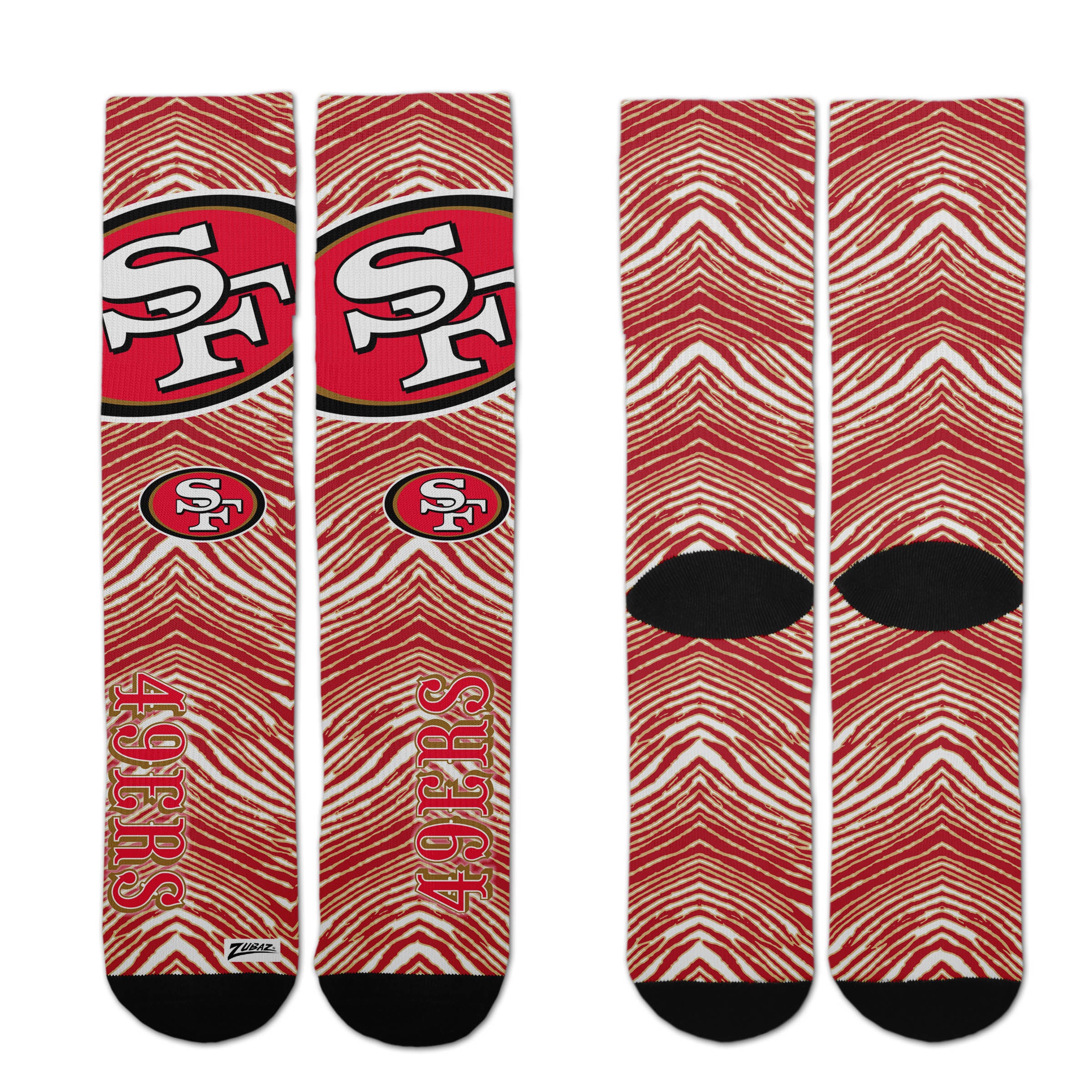 Zubaz By For Bare Feet NFL Zubified Adult and Youth Dress Socks, San Francisco 49ers, Large