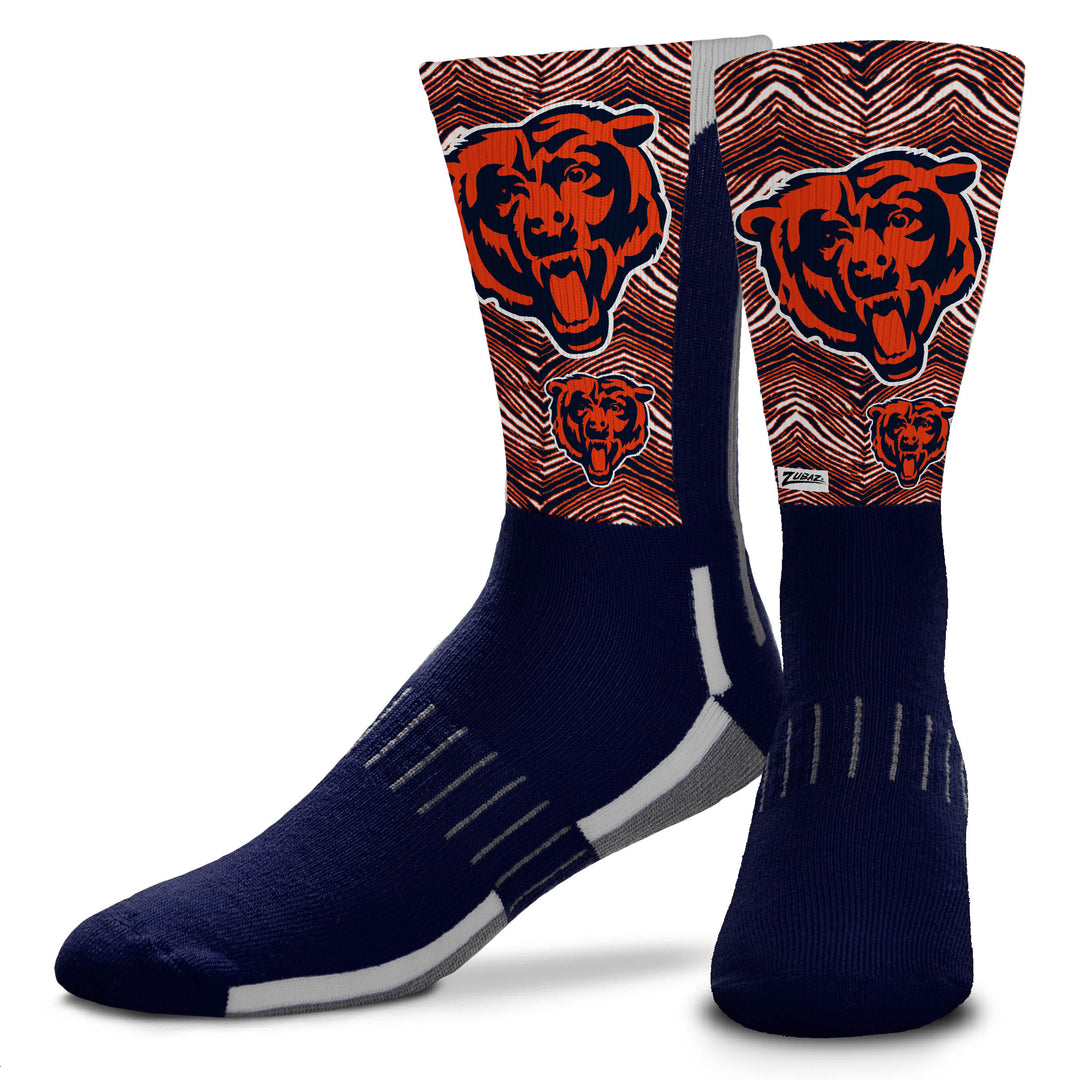Zubaz NFL Phenom Curve Youth Crew Socks, Chicago Bears, Youth One Size