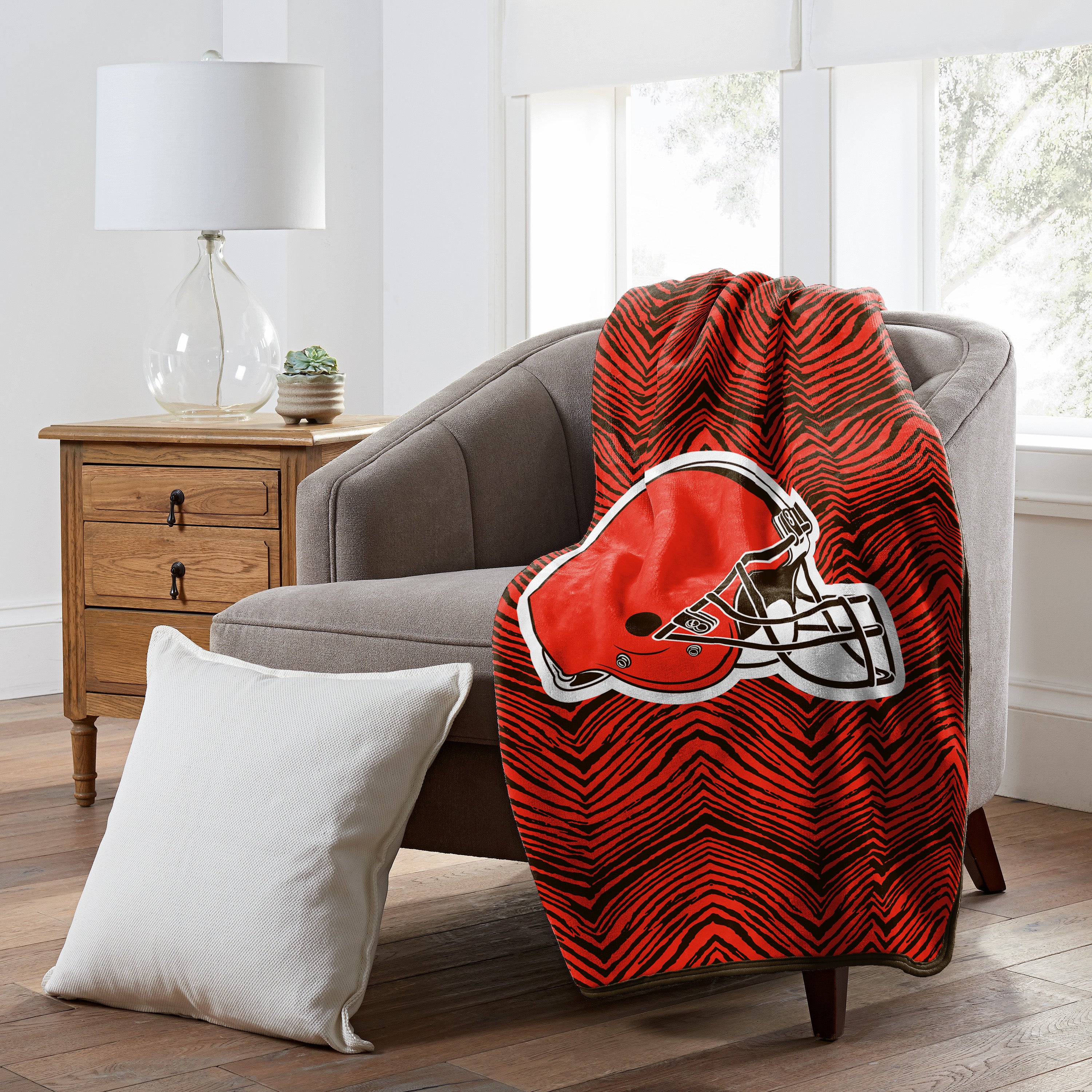 Zubaz X Northwest NFL Cleveland Browns Zubified Raschel Throw Blanket