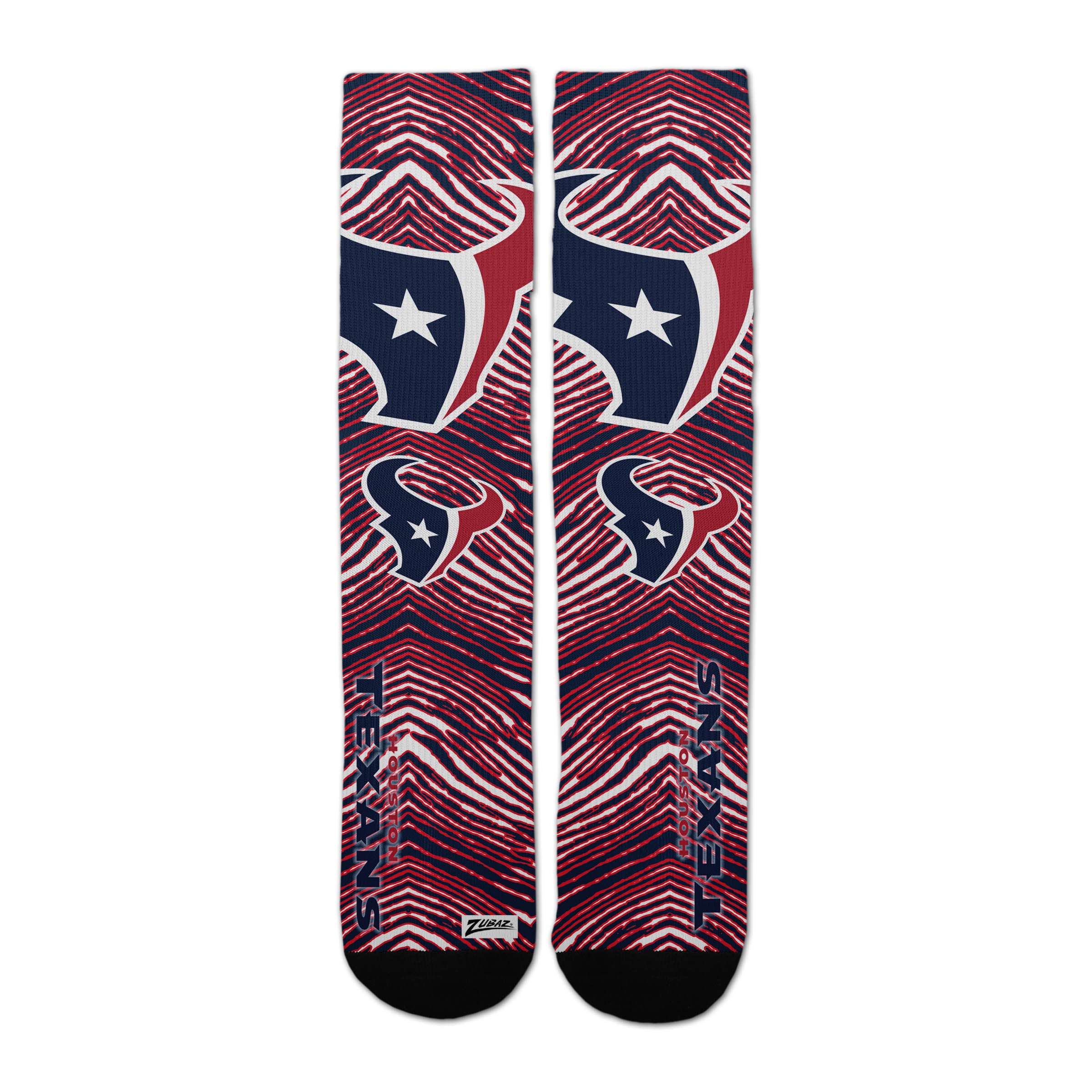 Zubaz By For Bare Feet NFL Zubified Adult and Youth Dress Socks, Houston Texans, Large