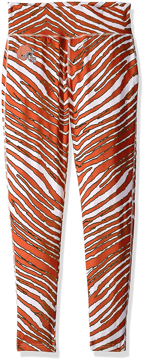Zubaz Cleveland Browns NFL Women's Zebra Print Legging, Fire Red/Brown