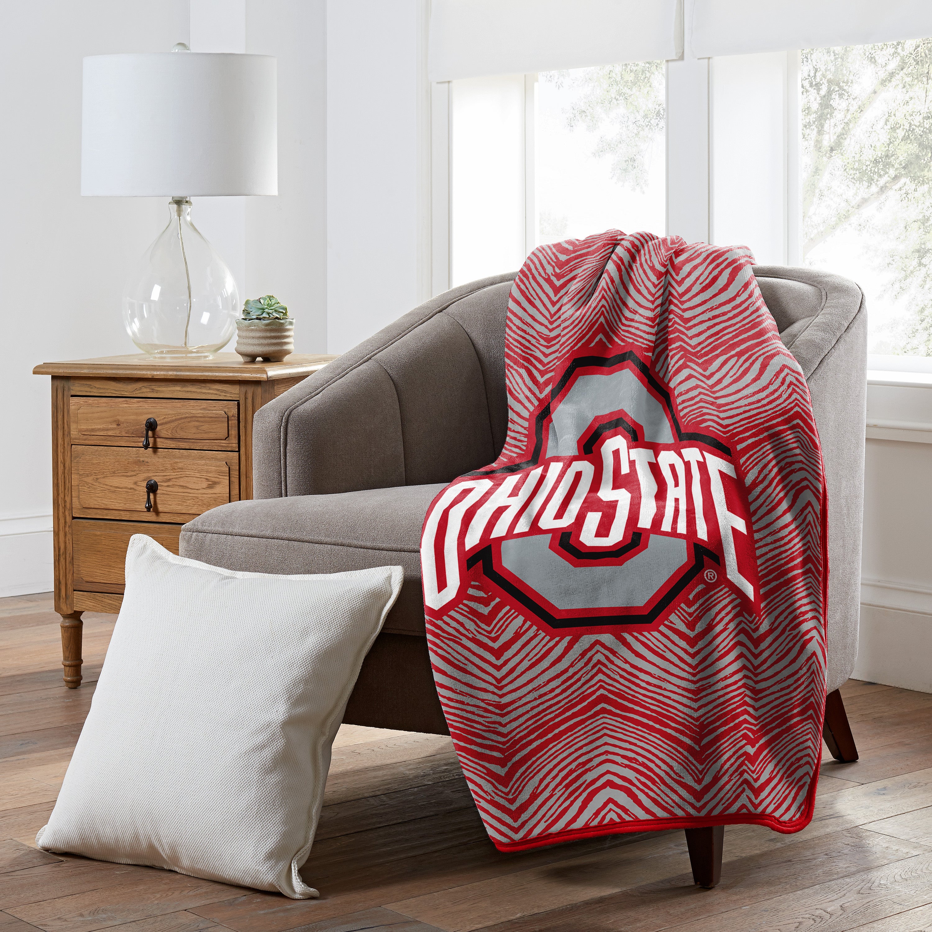 Zubaz X Northwest NCAA Ohio State Buckeyes Zubified Throw Blanket