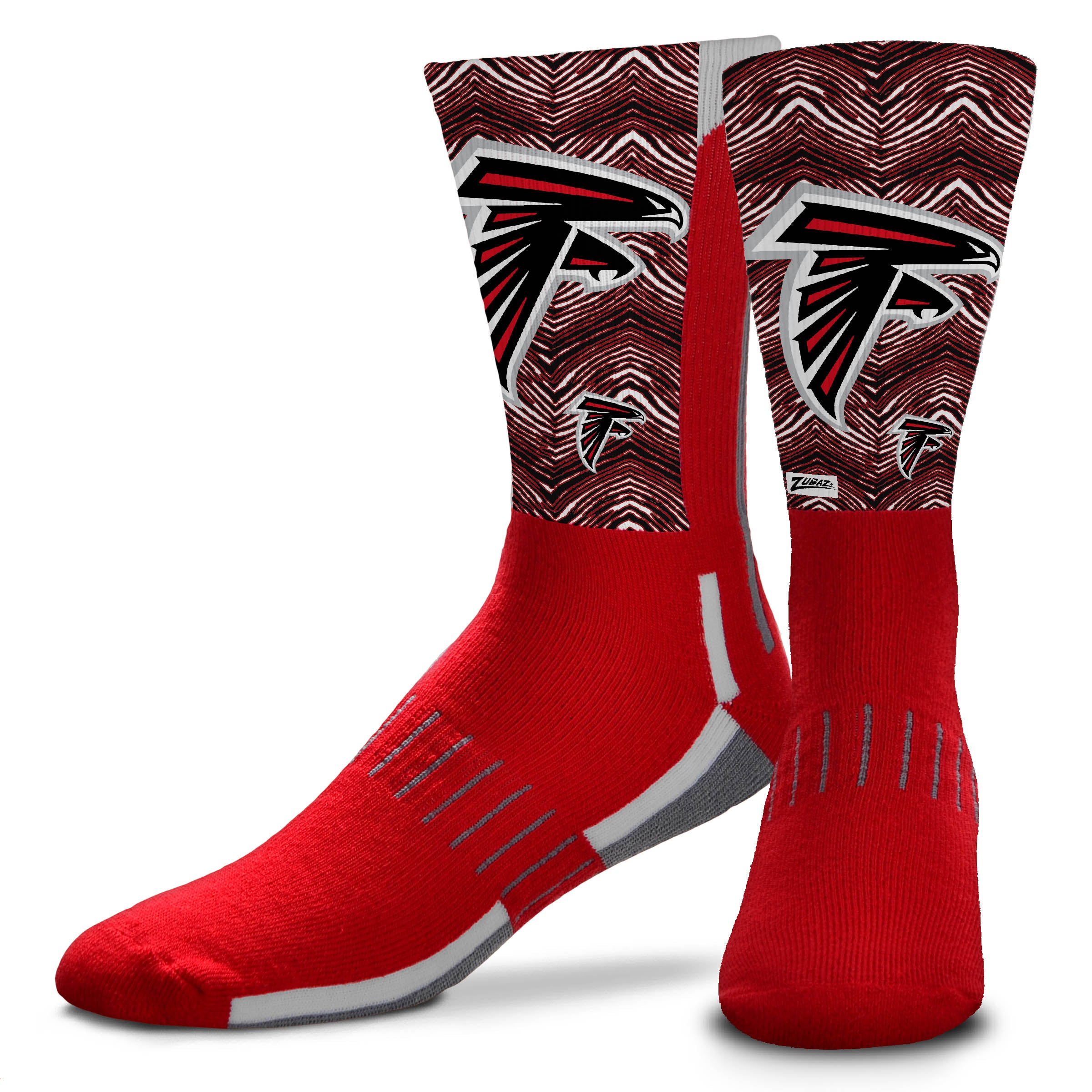 Zubaz NFL Phenom Curve Men's Crew Socks, Atlanta Falcons, Adult Large