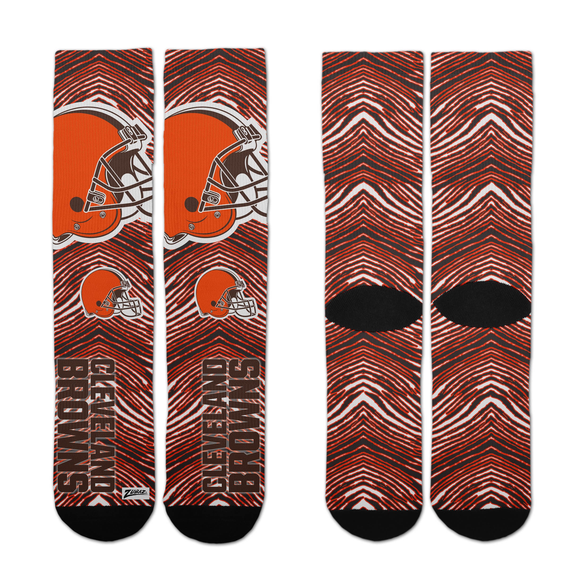 Zubaz By For Bare Feet NFL Zubified Adult and Youth Dress Socks, Cleveland Browns, One Size