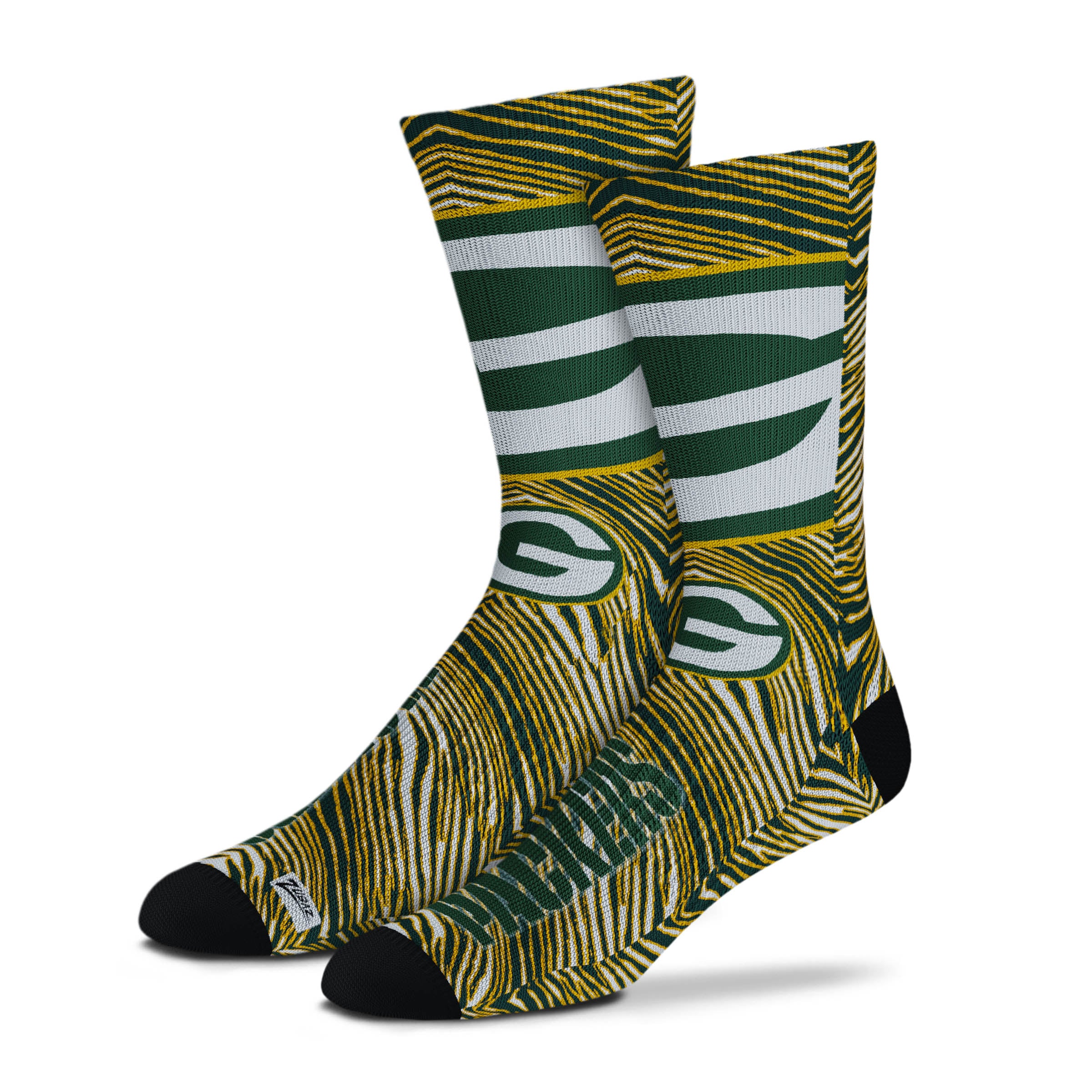 Zubaz By For Bare Feet NFL Zubified Adult and Youth Dress Socks, Green Bay Packers, Large