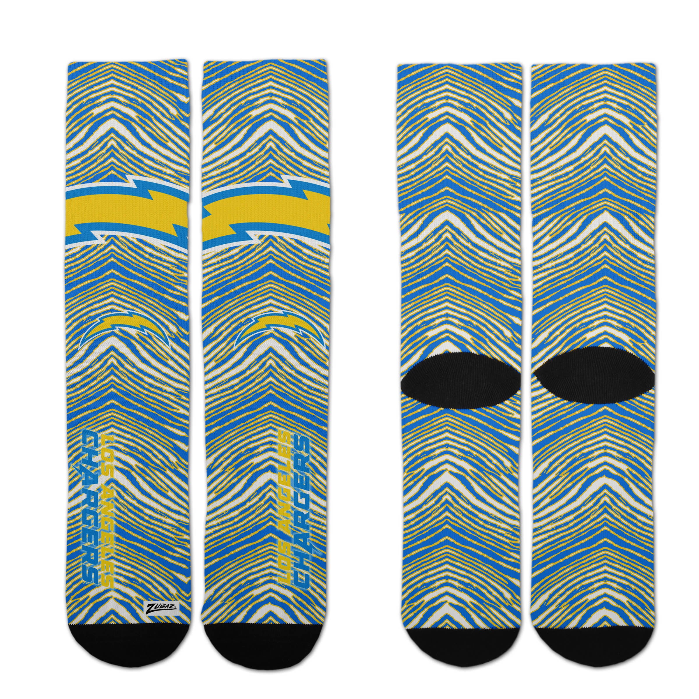 Zubaz By For Bare Feet NFL Zubified Adult and Youth Dress Socks, Los Angeles Chargers, One Size