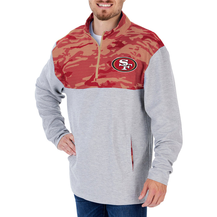 Zubaz NFL Men's San Francisco 49ers 1/4 Zip Fleece Pullover With Camo Line