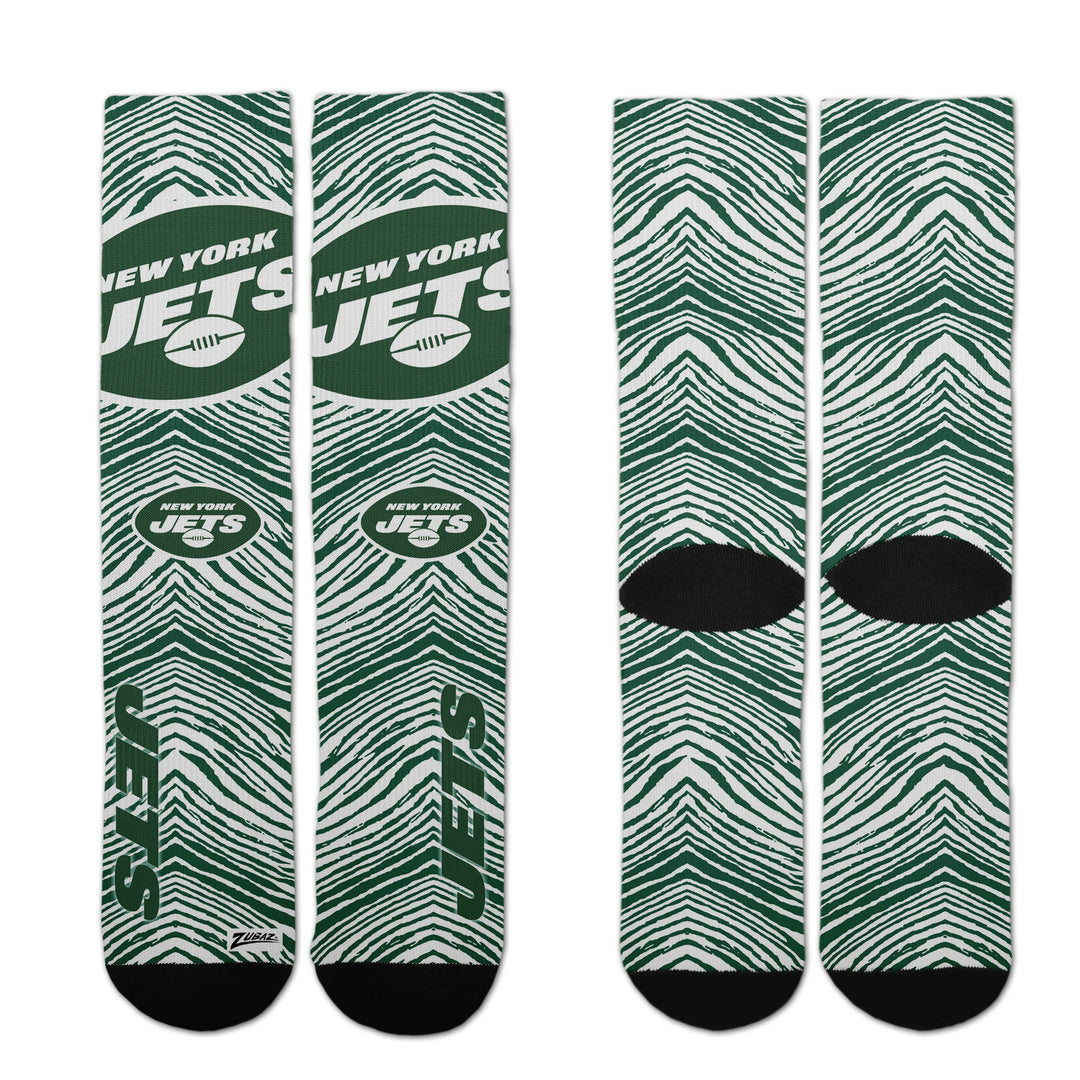 Zubaz By For Bare Feet NFL Zubified Adult and Youth Dress Socks, New York Jets, Large