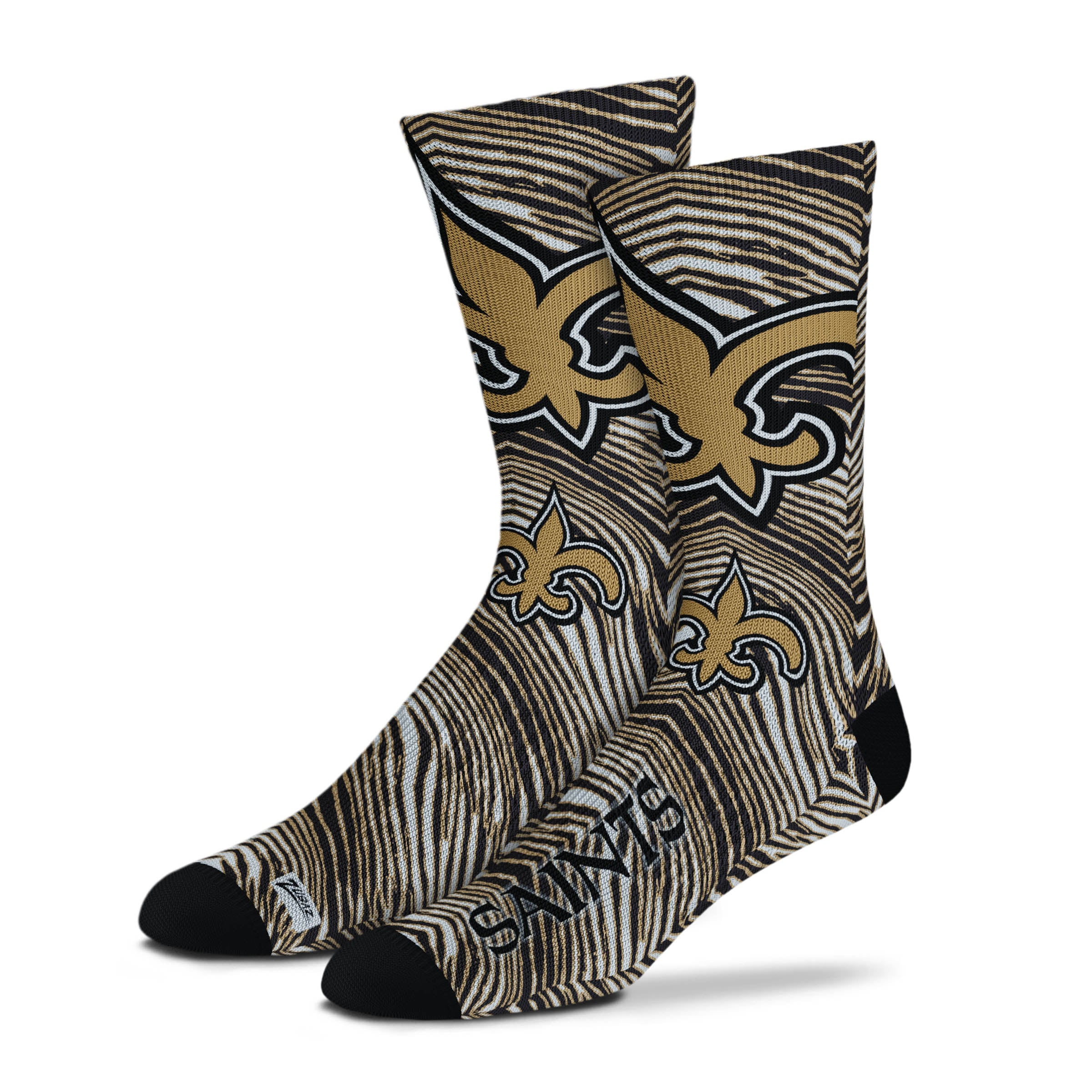 Zubaz By For Bare Feet NFL Zubified Adult and Youth Dress Socks, New Orleans Saints, Large