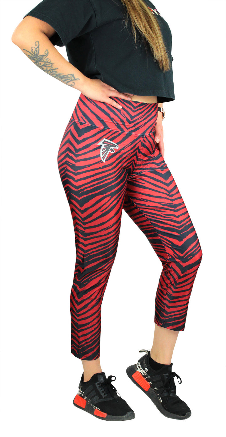 Zubaz NFL Women's Atlanta Falcons 2 Color Zebra Print Capri Legging