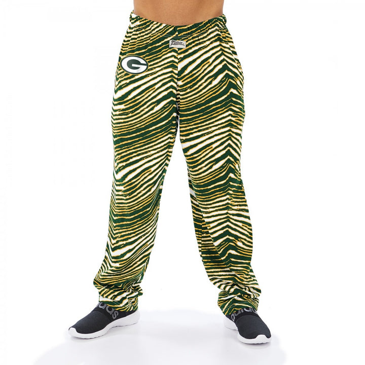 Zubaz NFL Men's Green Bay Packers Classic Zebra Print Team Logo Pants