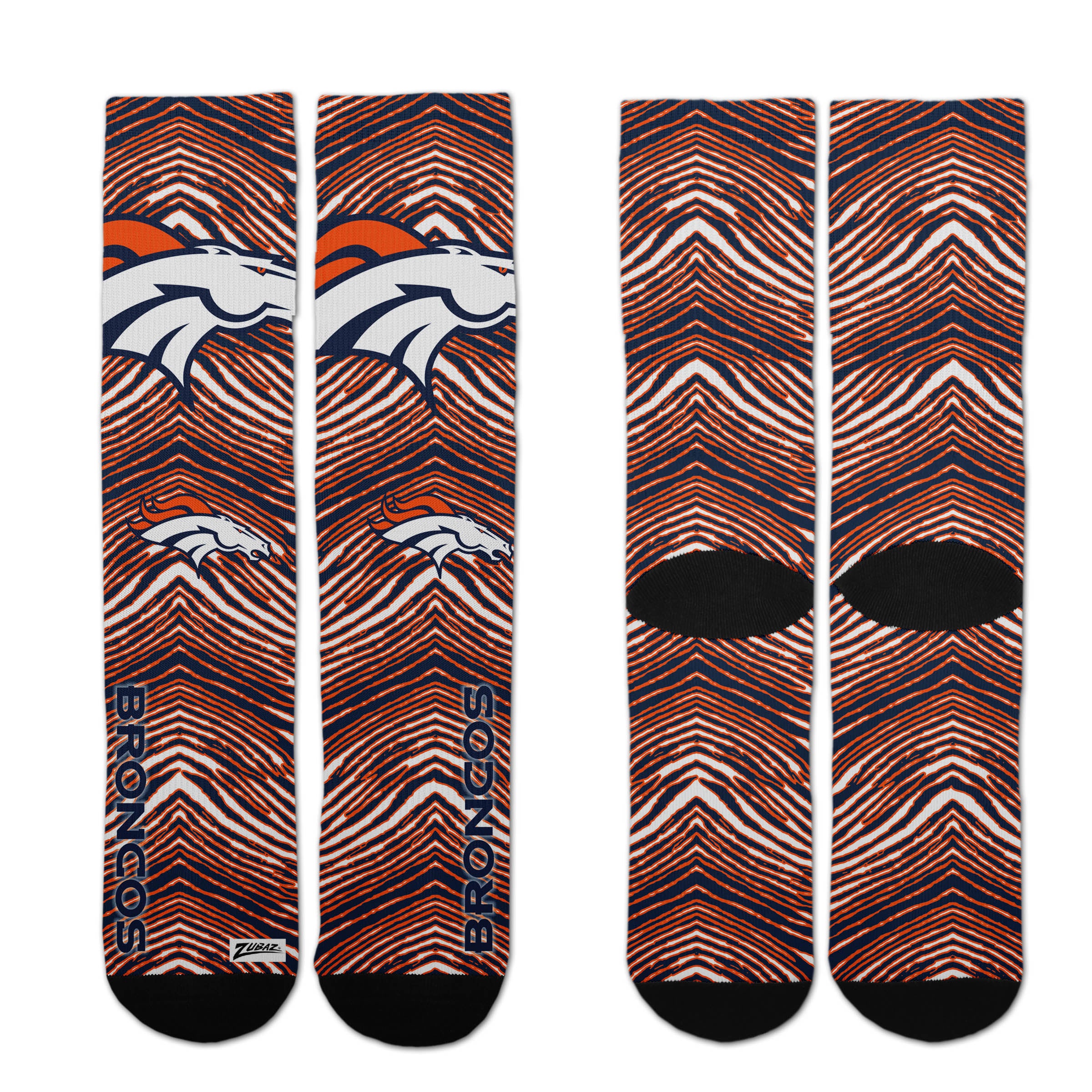 Zubaz By For Bare Feet NFL Zubified Adult and Youth Dress Socks, Denver Broncos, Large