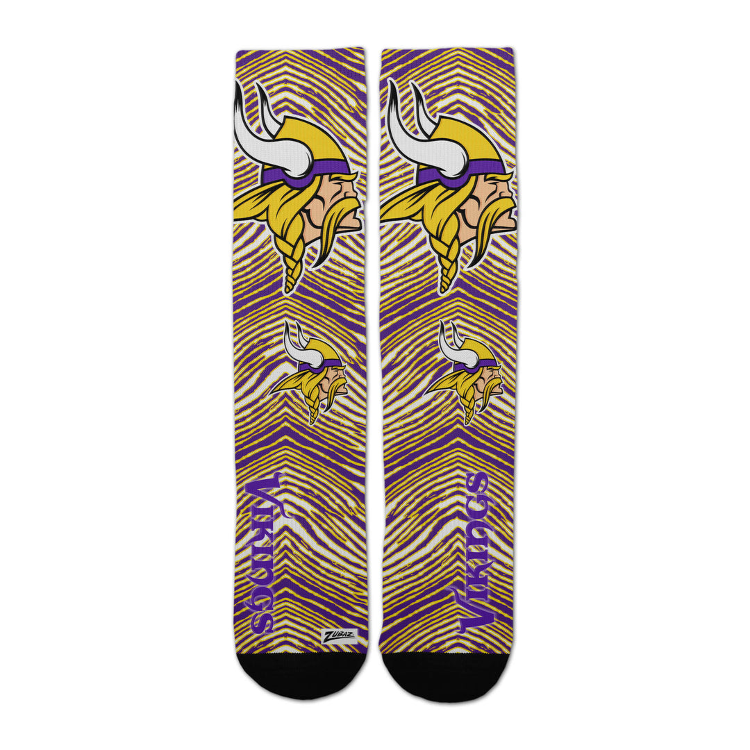 Zubaz By For Bare Feet NFL Zubified Adult and Youth Dress Socks, Minnesota Vikings, Large