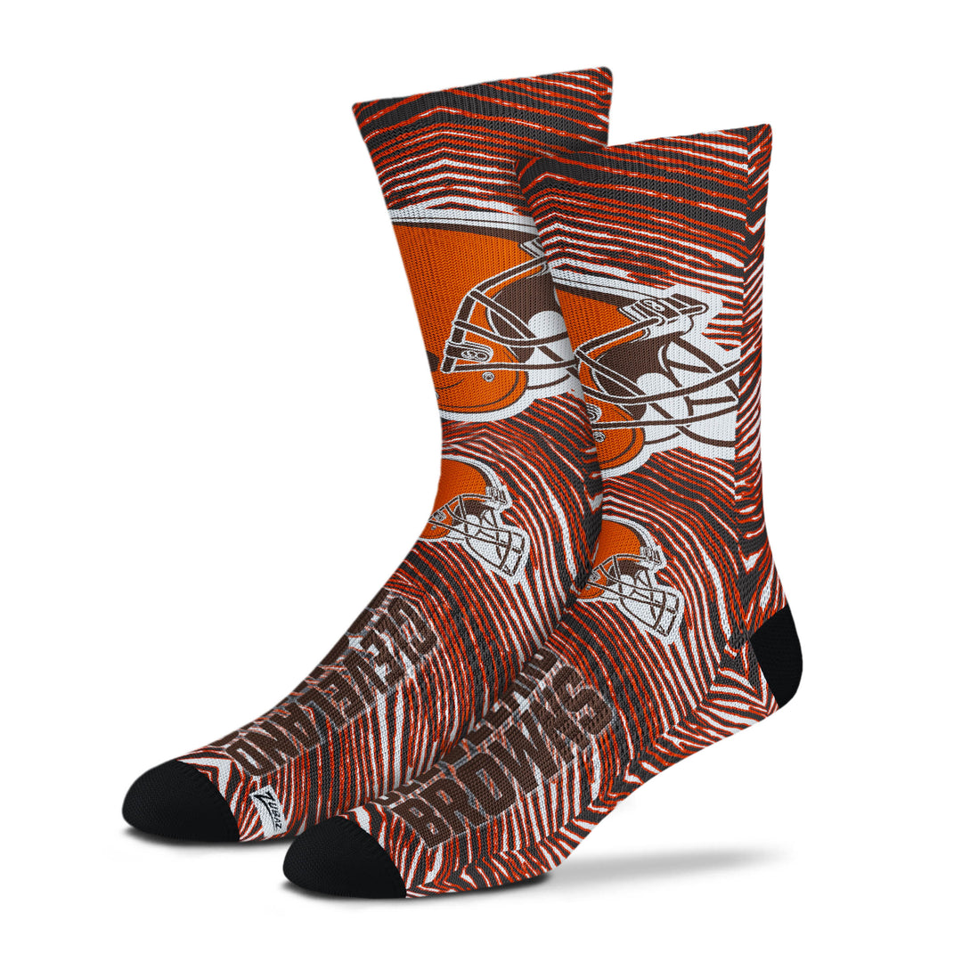 Zubaz By For Bare Feet NFL Zubified Adult and Youth Dress Socks, Cleveland Browns, Large