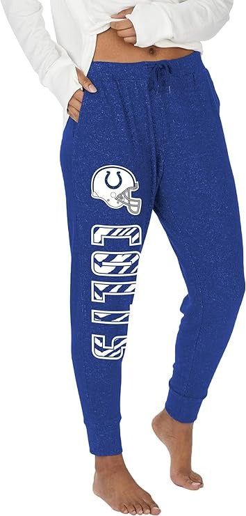 Zubaz NFL INDIANAPOLIS COLTS MARLED ROYAL BLUE WOMENS SOFT JOGGER W/ VERTICAL GRAPHIC XS