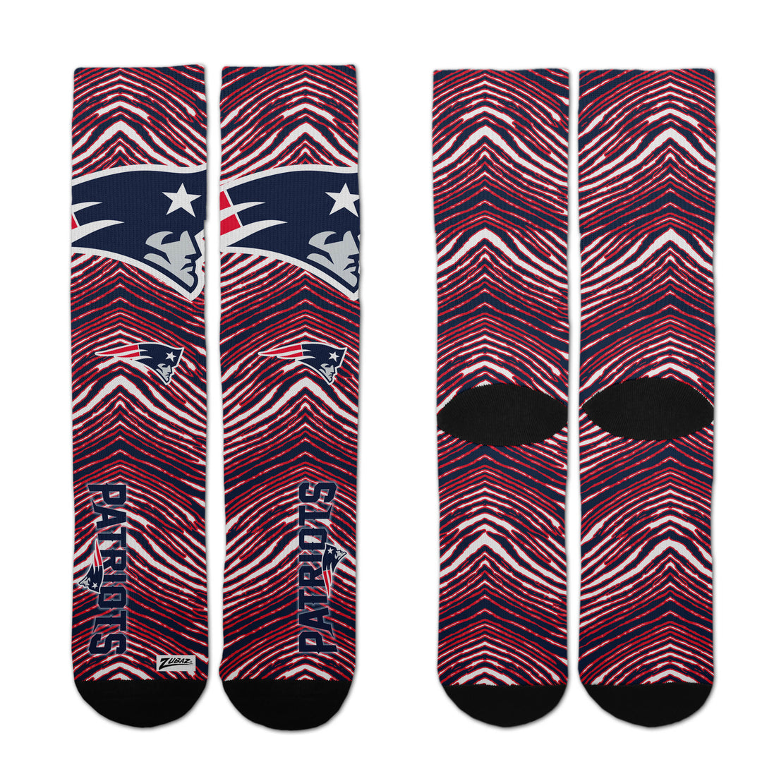 Zubaz By For Bare Feet NFL Zubified Adult and Youth Dress Socks, New England Patriots, Large
