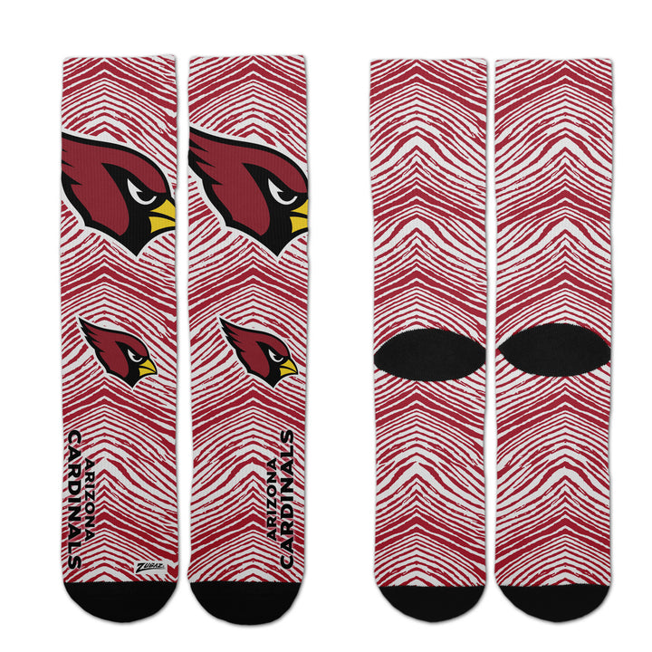 Zubaz By For Bare Feet NFL Zubified Adult and Youth Dress Socks, Arizona Cardinals, One Size