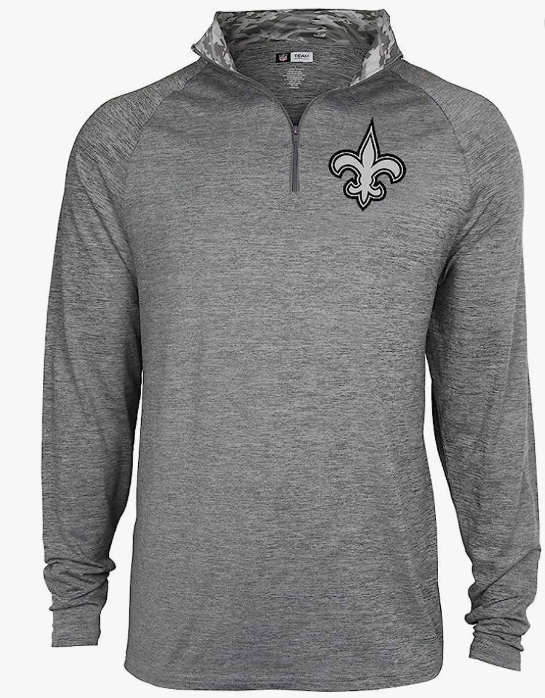 Zubaz NFL Football Men's New Orleans Saints Tonal Gray Quarter Zip Sweatshirt