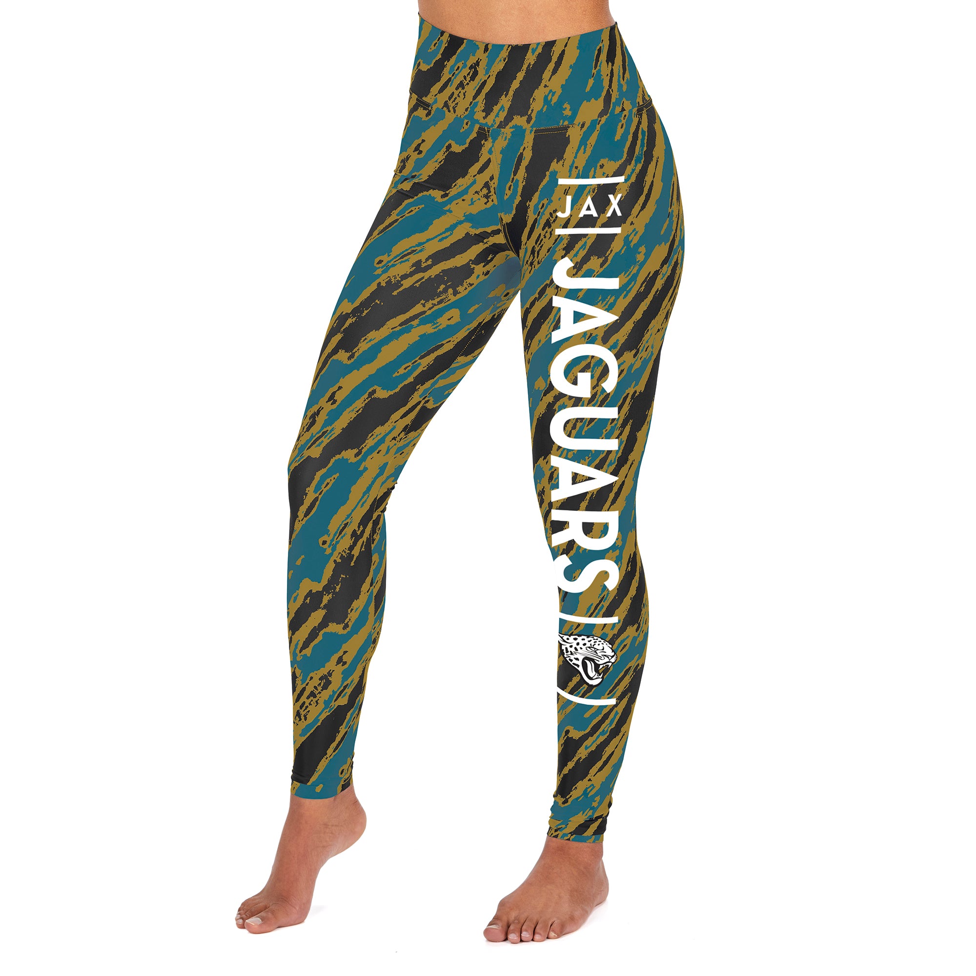 Zubaz NFL Women's Jacksonville Jaguars Diagonal Streak Leggings