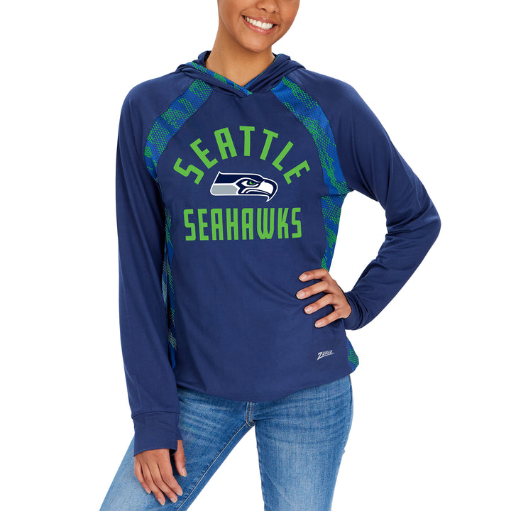 Zubaz NFL Women's Seattle Seahawks Elevated Hoodie W/ Team Color Viper Print