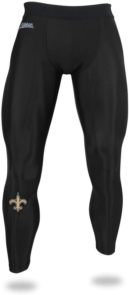 Zubaz NFL Men's New Orleans Saints Active Performance Compression Black Leggings