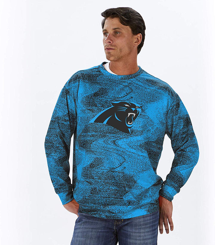 Zubaz NFL Football Men's Carolina Panthers Static Crew Neck Sweatshirt