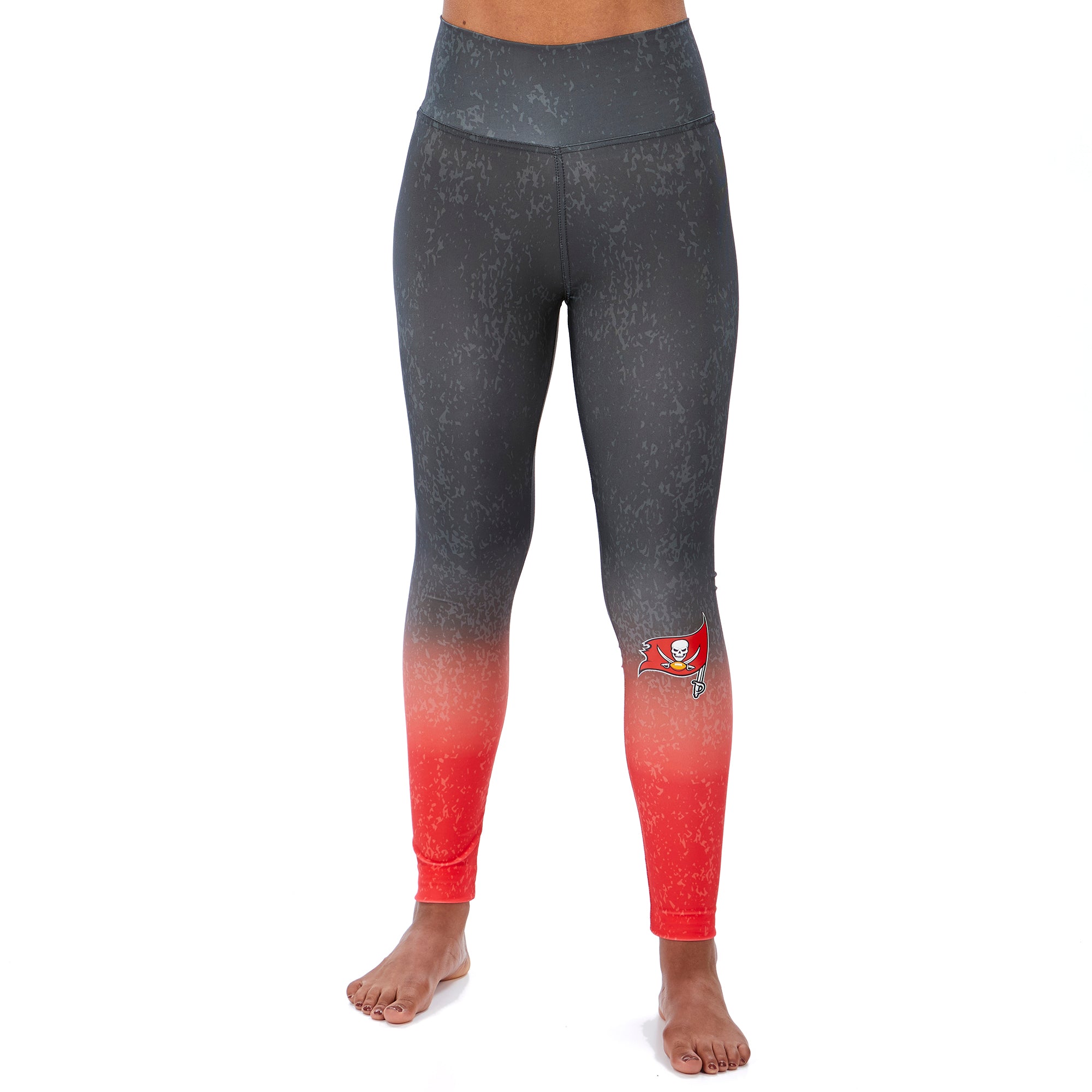 Zubaz NFL WOMENS TAMPA BAY BUCCANEERS BLACK/RED DISTRESSED GRADIENT LEGGING Double Extra Large