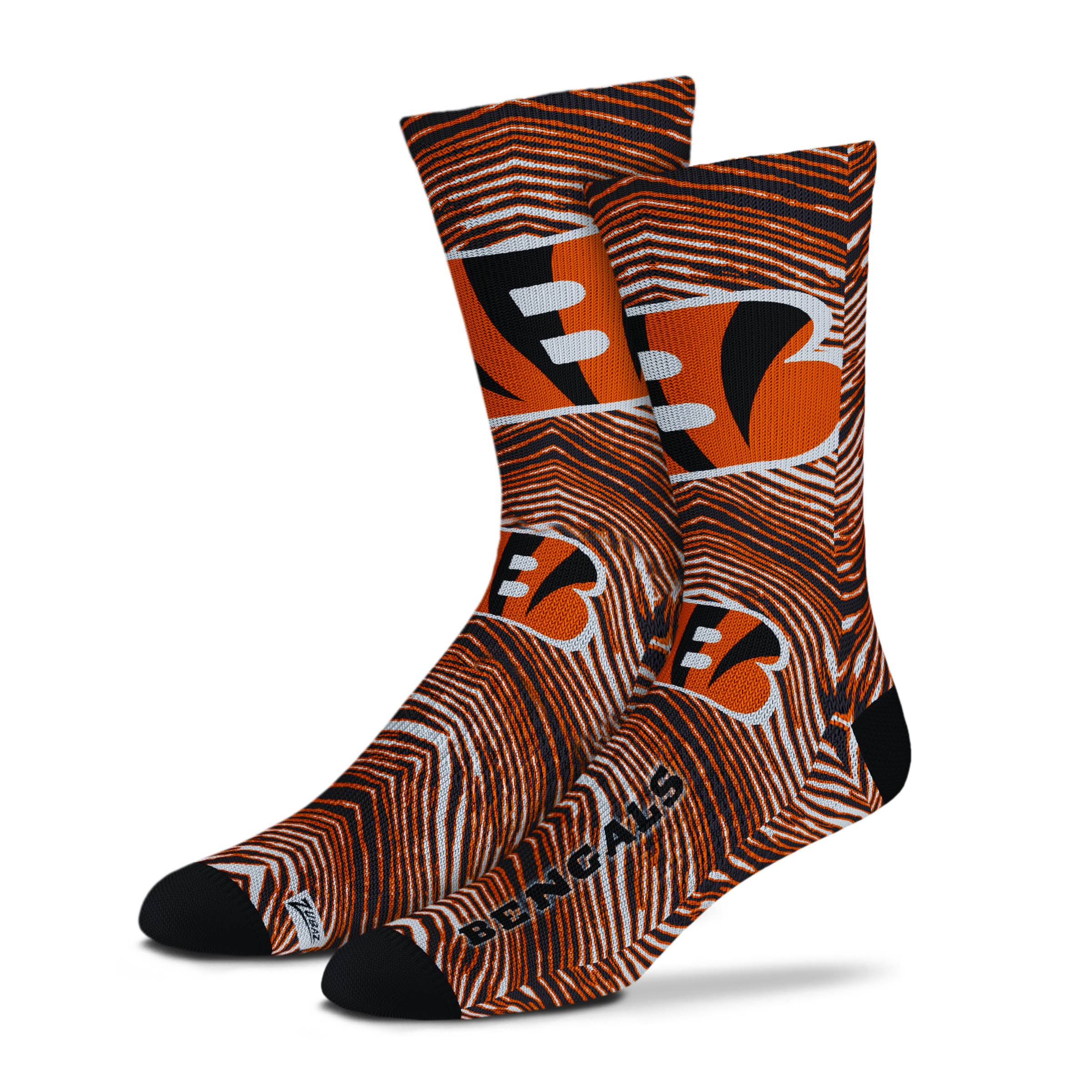 Zubaz By For Bare Feet NFL Zubified Adult and Youth Dress Socks, Cincinnati Bengals, Large