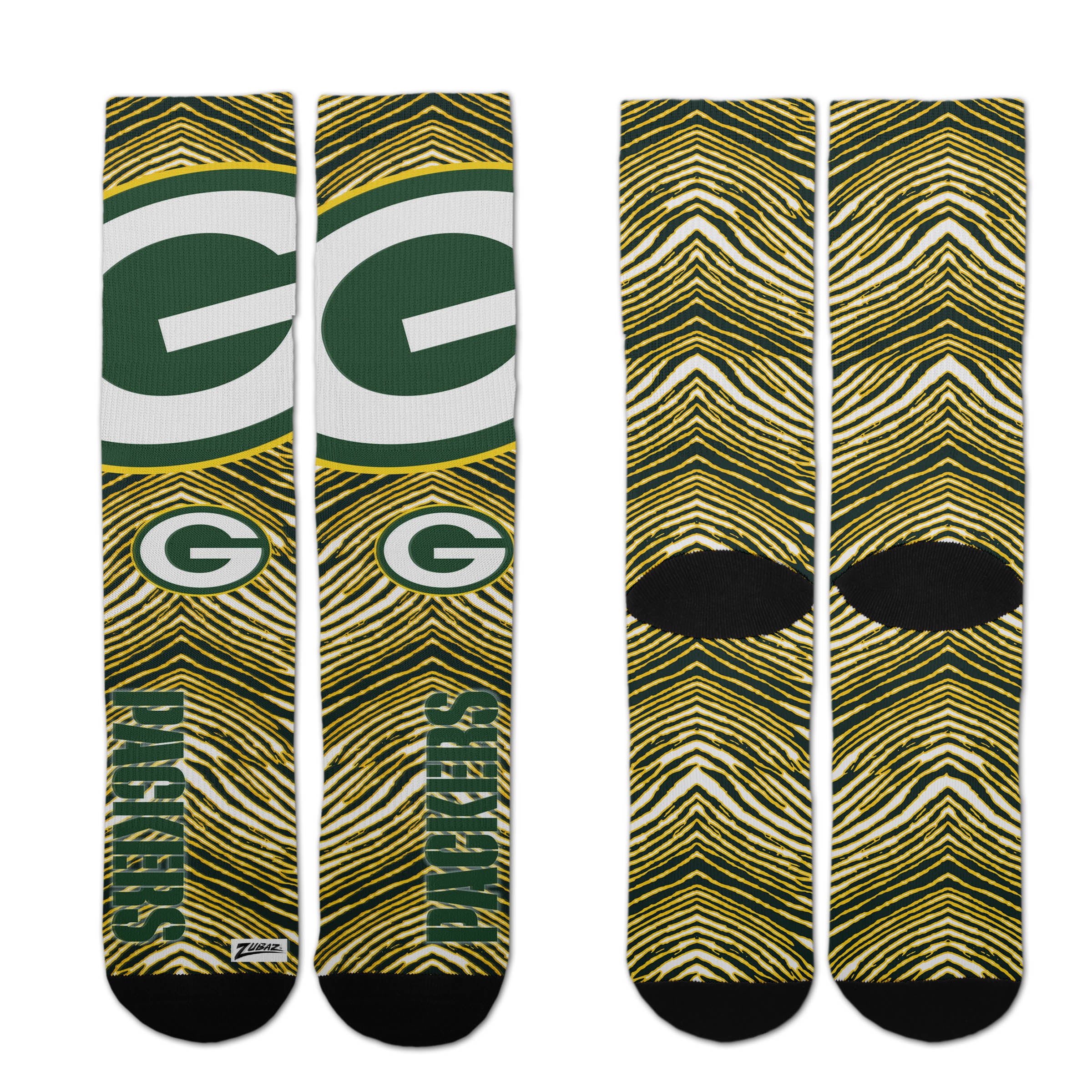 Zubaz By For Bare Feet NFL Zubified Adult and Youth Dress Socks, Green Bay Packers, One Size