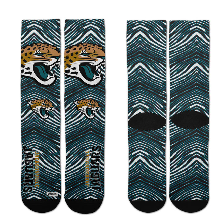 Zubaz By For Bare Feet NFL Zubified Adult and Youth Dress Socks, Jacksonville Jaguars, Large