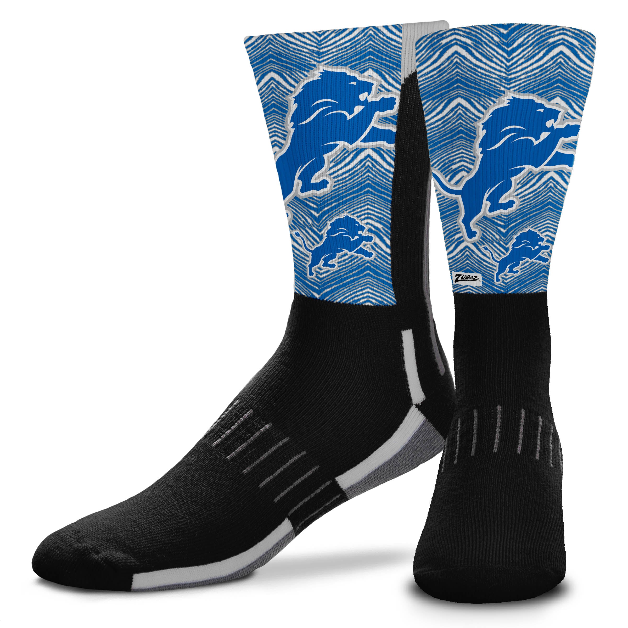 Zubaz NFL Phenom Curve Youth Crew Socks, Detroit Lions, Youth One Size