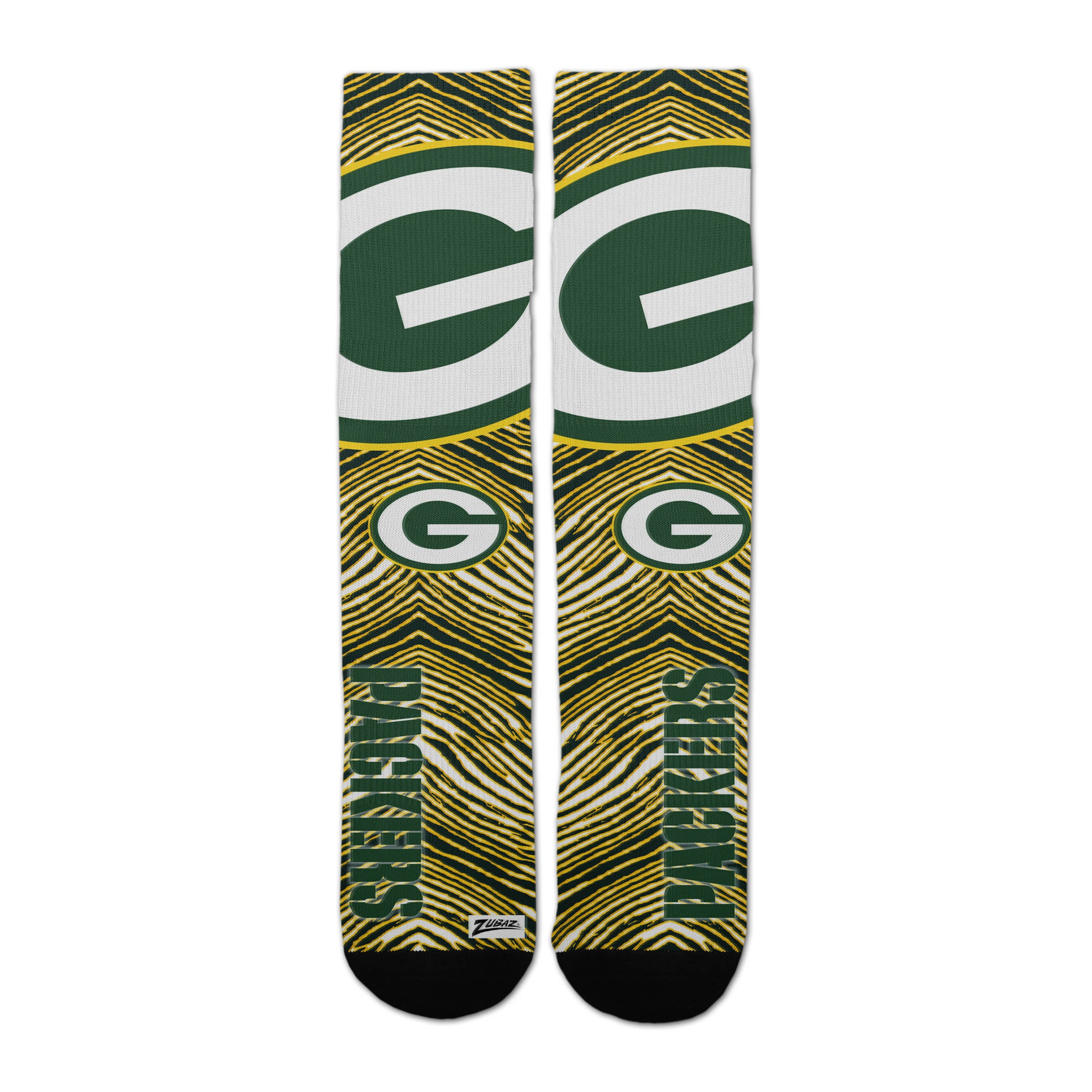 Zubaz By For Bare Feet NFL Zubified Adult and Youth Dress Socks, Green Bay Packers, Large